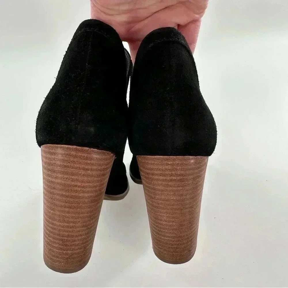 Lucky Brand Livey ankle booties 8.5 black suede laser cut western rodeo boots - Picture 8 of 12